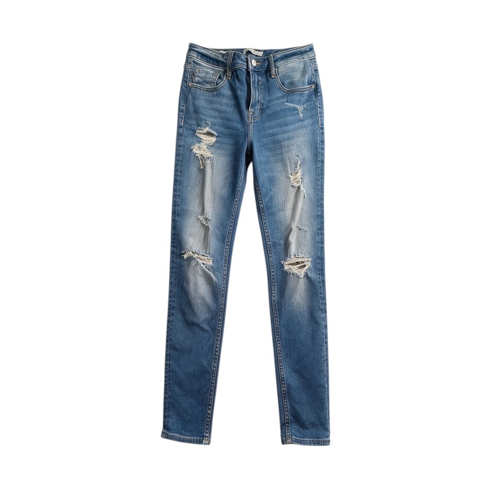 Vigoss Thompson Tomboy Jeans Womens 26 Blue Excellent Distressed Skinny Stretch
